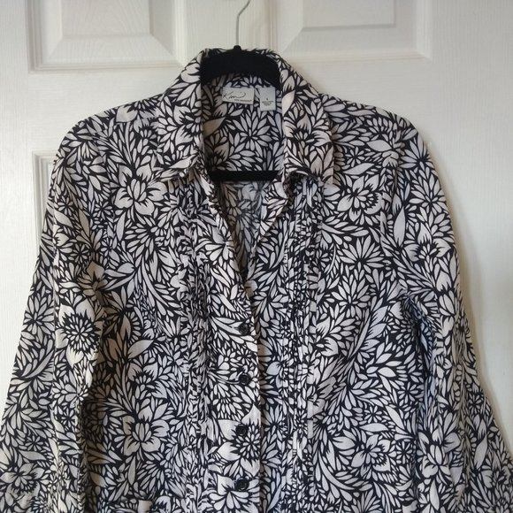 Kim Rogers Floral Button Down Women Top Size L - Picture 2 of 8